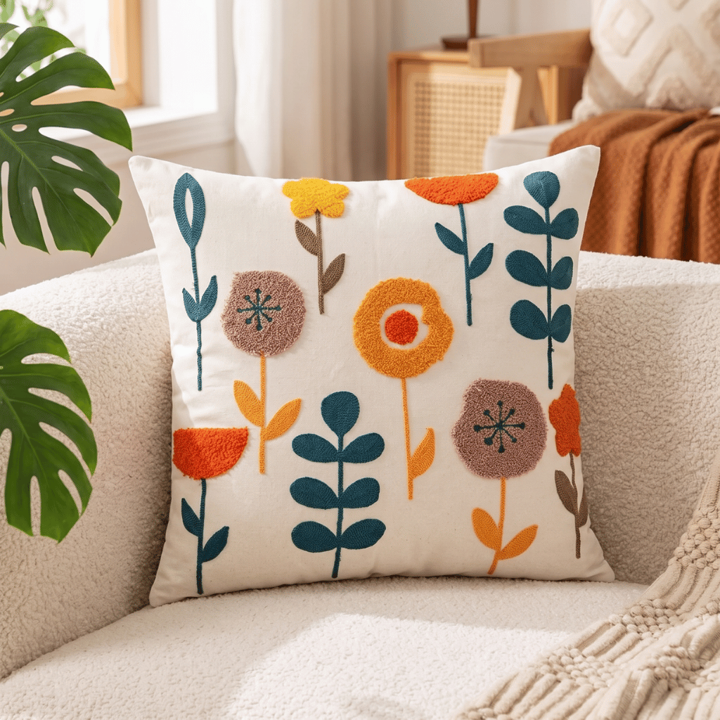 Floral Print Decorative Cushion Cover 45x45 cm