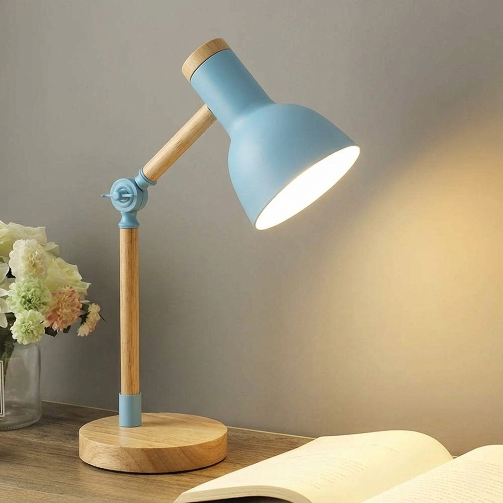 Adjustable Wood Desk Lamp — Reading & Study Table Light 8