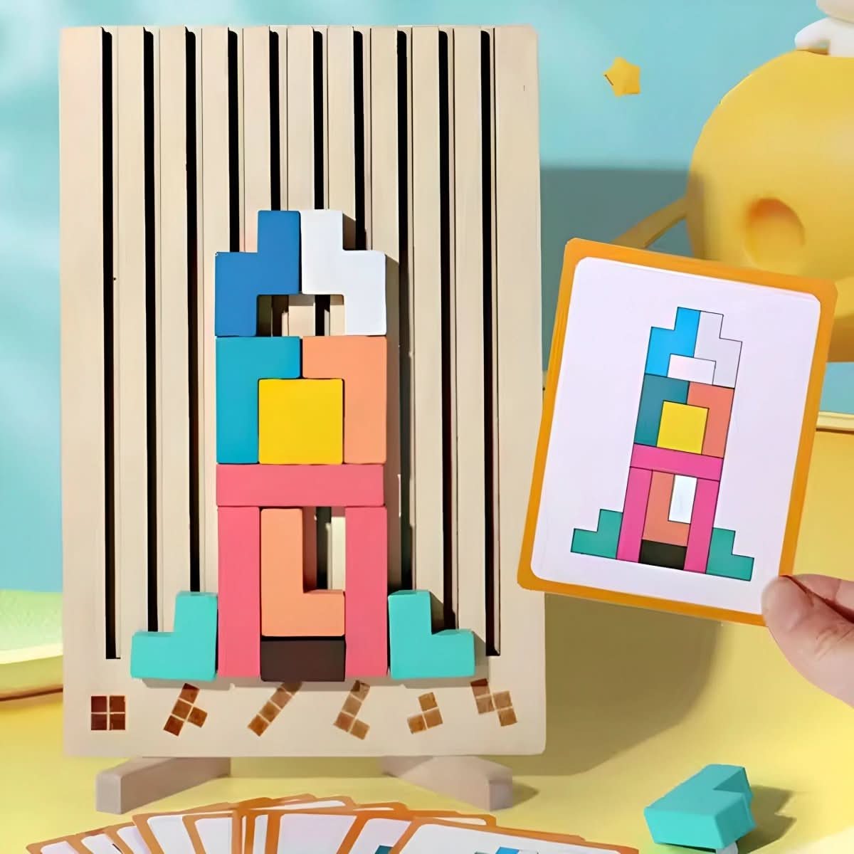 Montessori Toys — BriqLearn Wooden Tetris Stacking Block Set 8