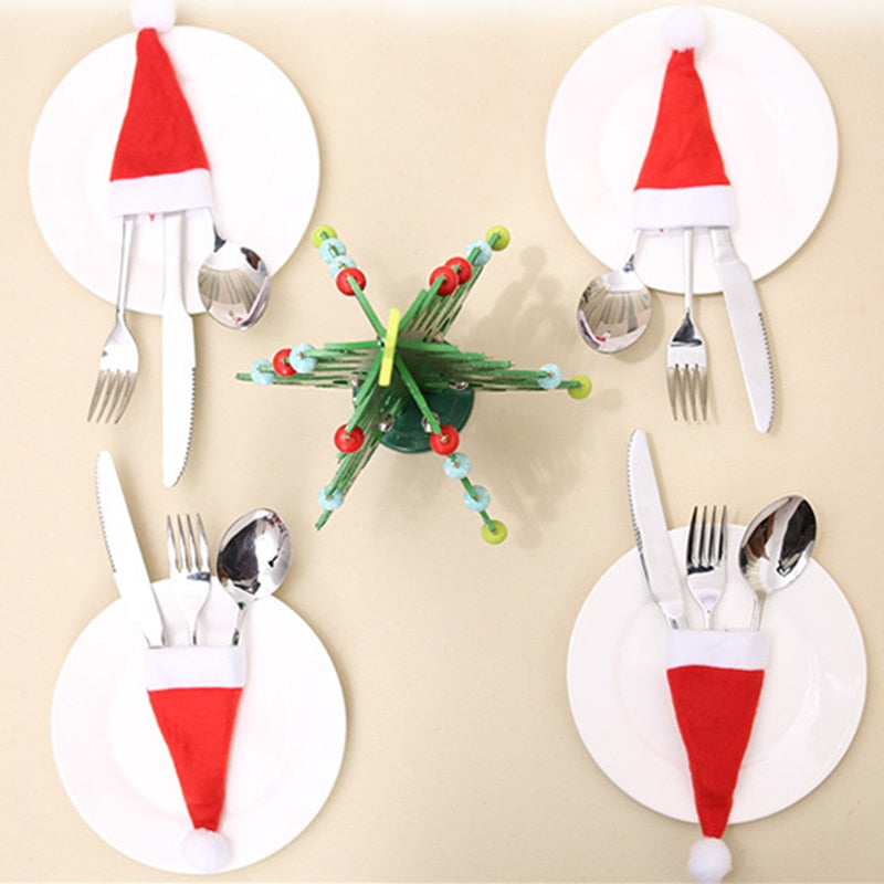 Christmas Silverware Holder Set — 10 Mini Santa Holders 7