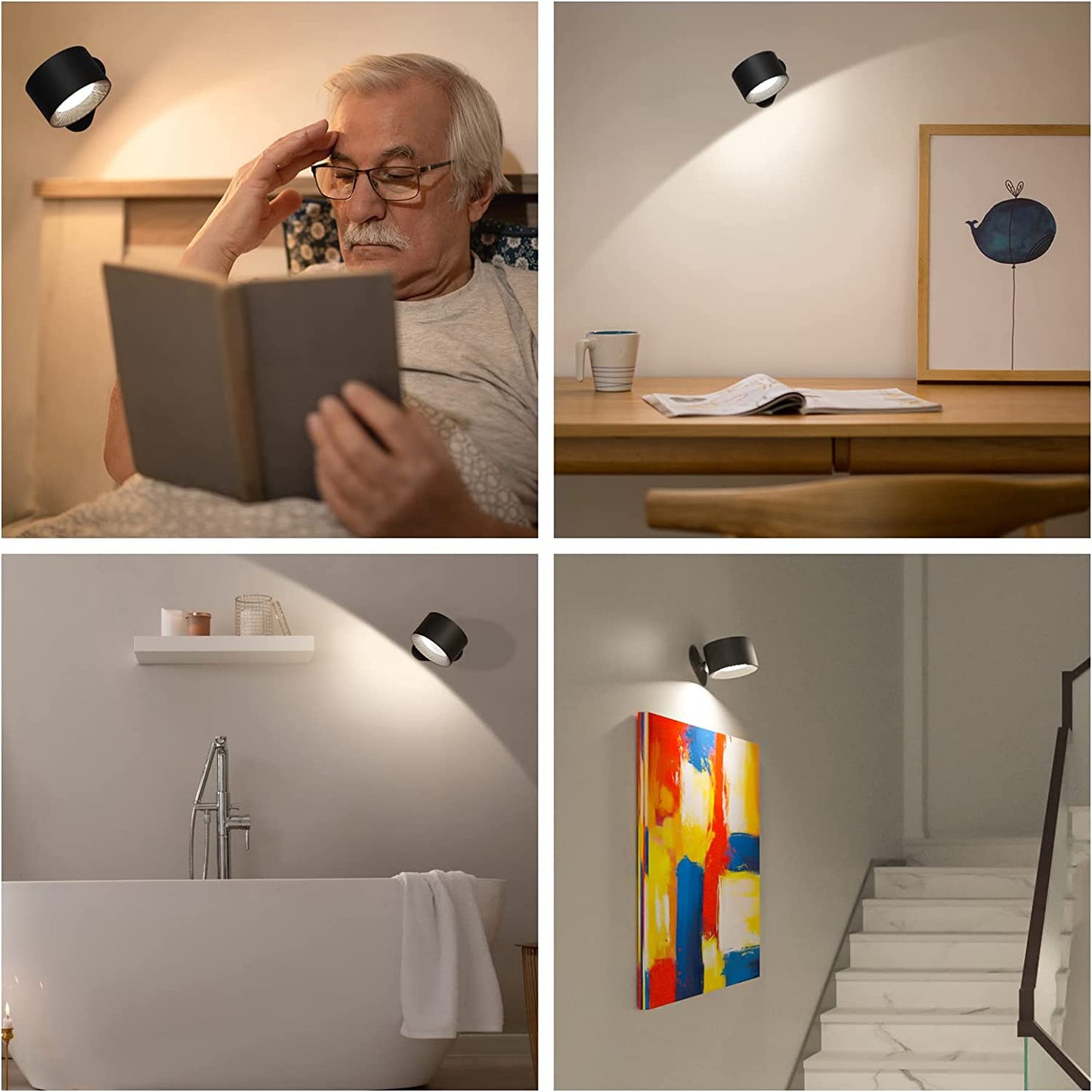 Cordless wall light in use in a home setting