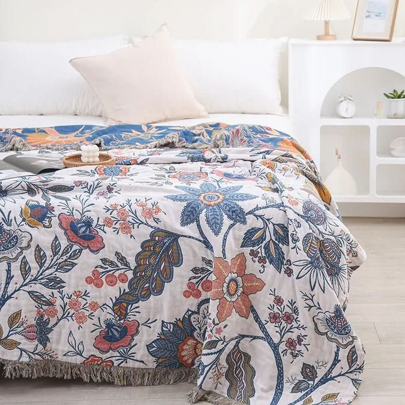 CottonBloom Cotton Throw Blanket — Reversible Floral Design 8