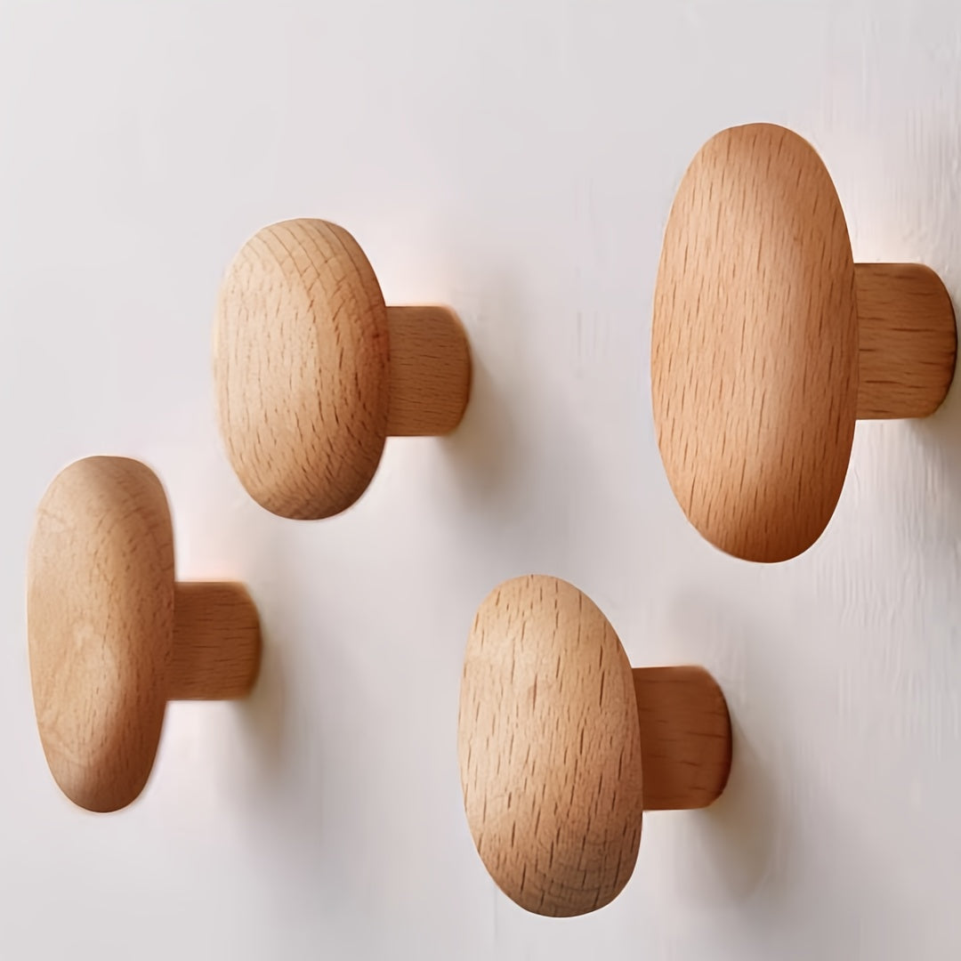 OakPebble Wooden Wall Hooks Set of 4 — Organic Design 8
