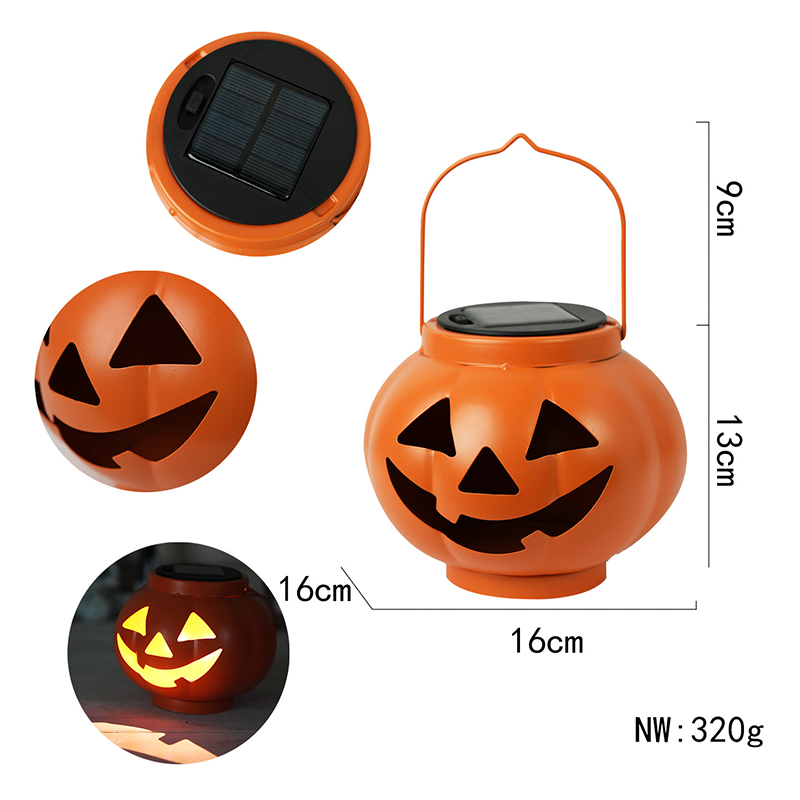 Solar Pumpkin Lantern — Wrought Iron Halloween Outdoor Light 8