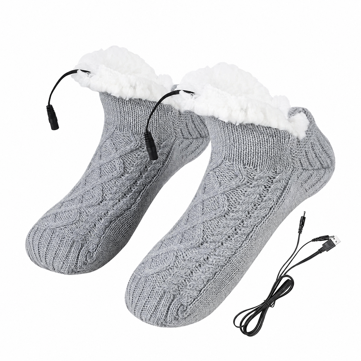 USB Heated Knit Slipper Socks — Non-Slip, 4 Colors 9