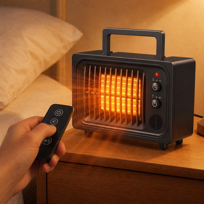 Desktop Mini Ceramic Heater with Remote Control — 600W PTC 3