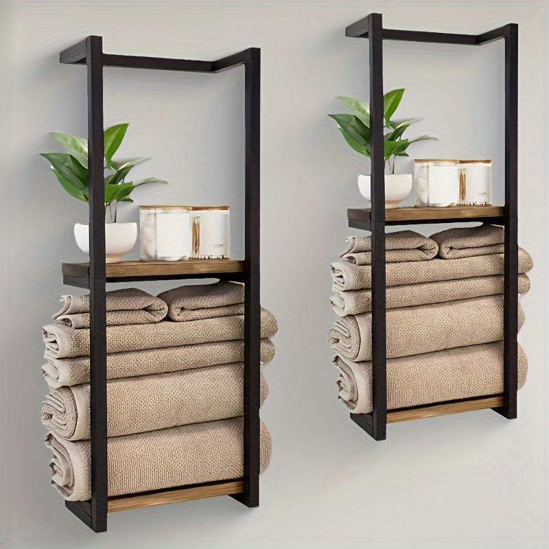 2-Tier Wall-Mounted Towel Rack — Stainless Steel 2
