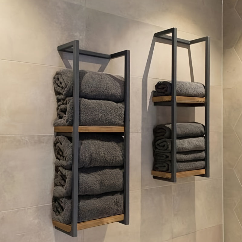 2-Tier Wall-Mounted Towel Rack — Stainless Steel 1