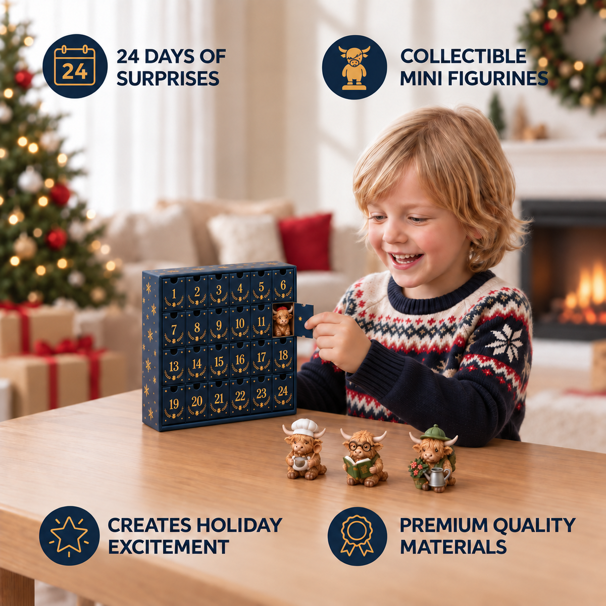 24-Day Highland Cow Advent Calendar — Collectible Mini Figurines 4