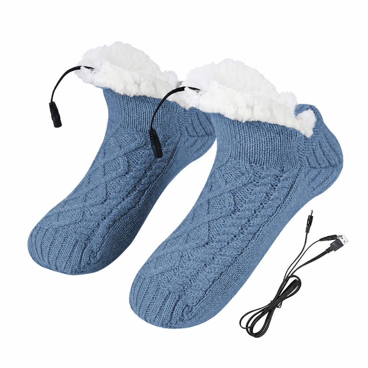 USB Heated Knit Slipper Socks — Non-Slip, 4 Colors 1