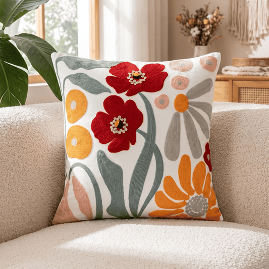 Floral Print Decorative Cushion Cover 45x45 cm