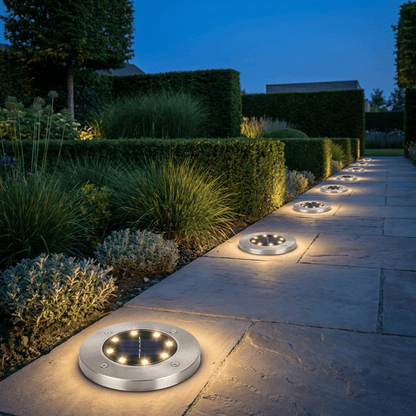 Solar Garden Lights IP65 Waterproof 8-LED Outdoor Path Lamp