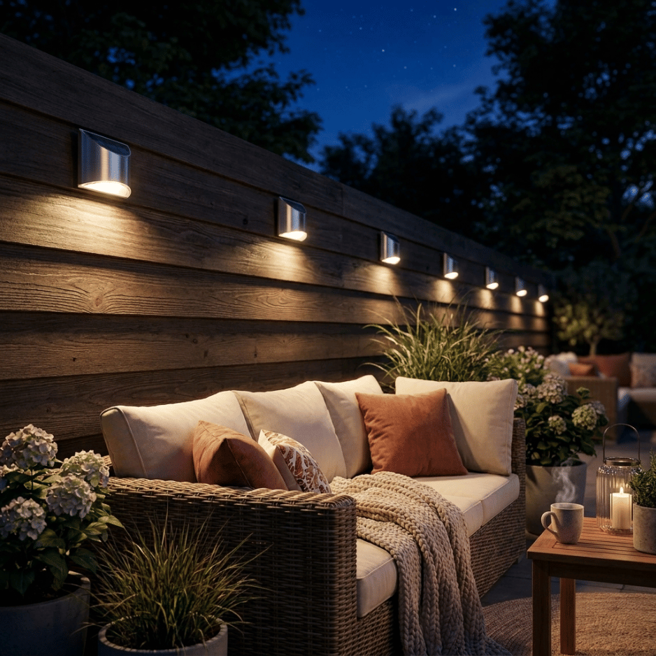Solar Wall Lights 4-LED IP65 Warm & Cool White Garden Spot