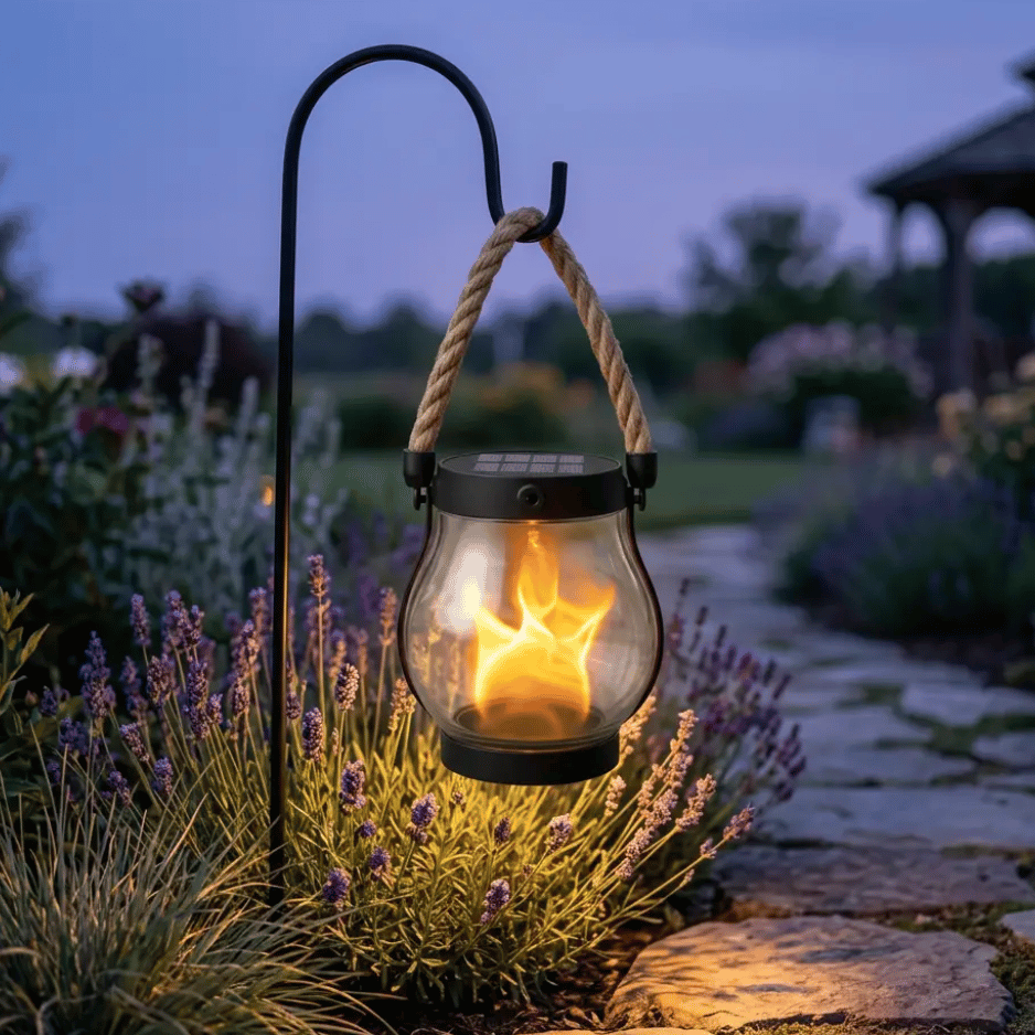 USB Rechargeable Rope Lantern with Light-Sensing & Hemp Handle