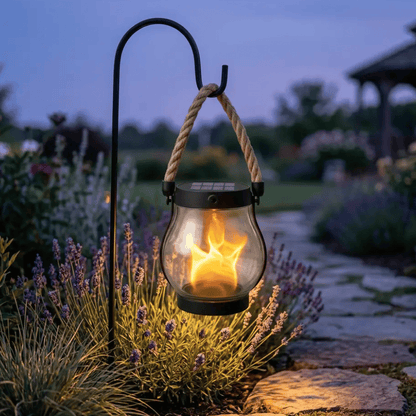 USB Rechargeable Rope Lantern with Light-Sensing & Hemp Handle