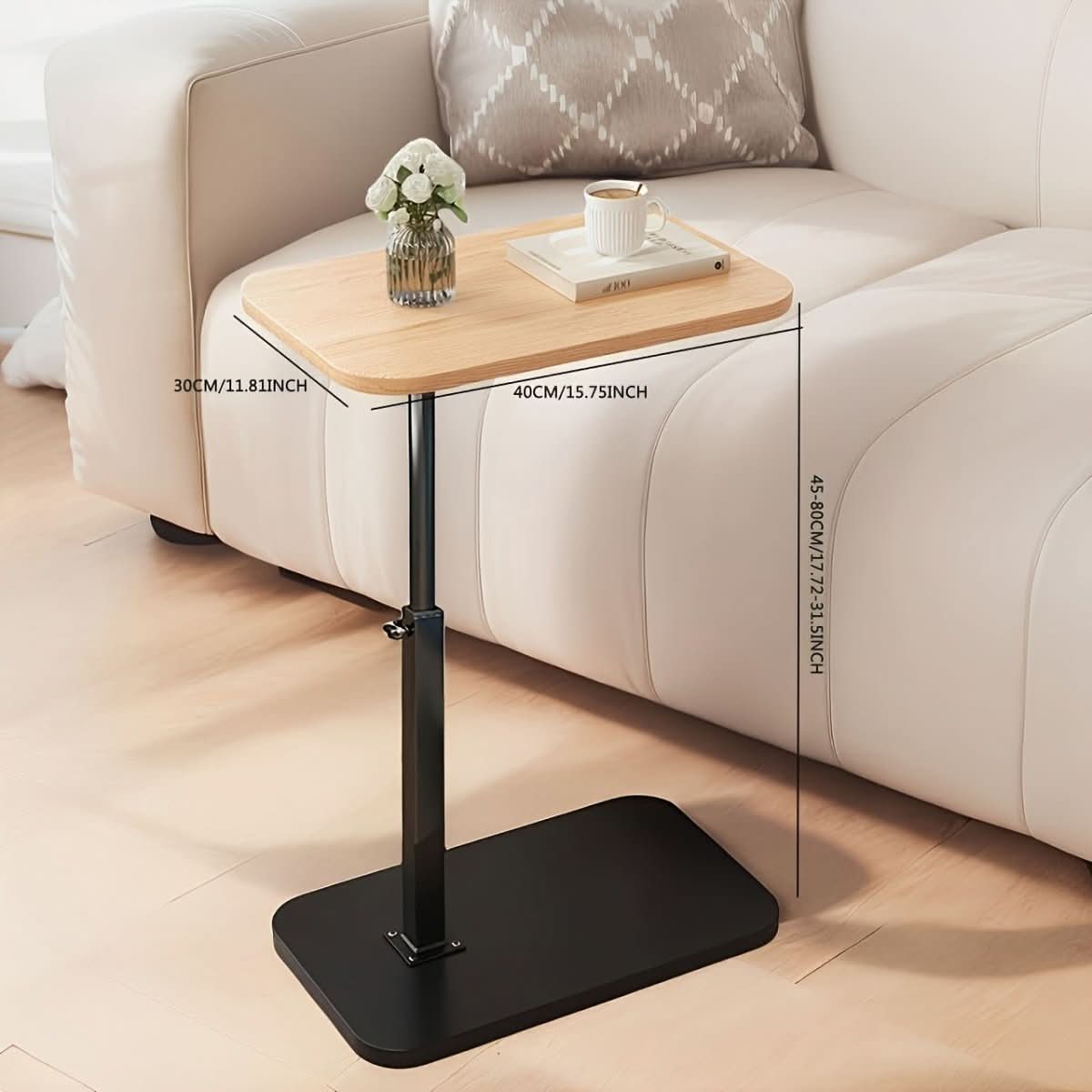 Adjustable Height Coffee Table — Wood & Metal Side Table 5