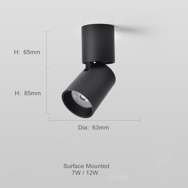 Adjustable Round LED Downlight — Surface Mounted 7W/12W 5