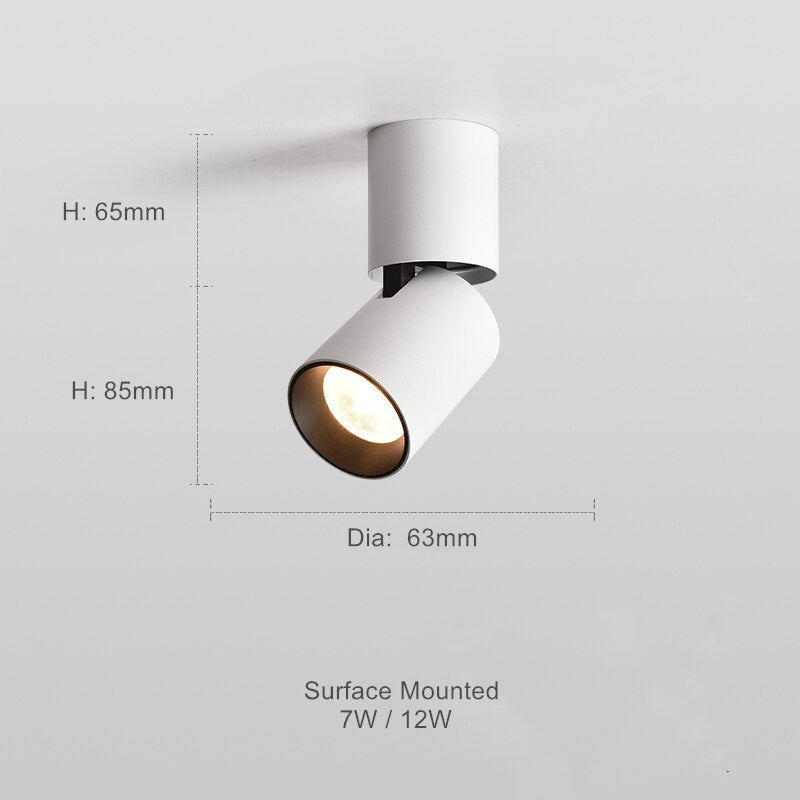 Adjustable Round LED Downlight — Surface Mounted 7W/12W 6