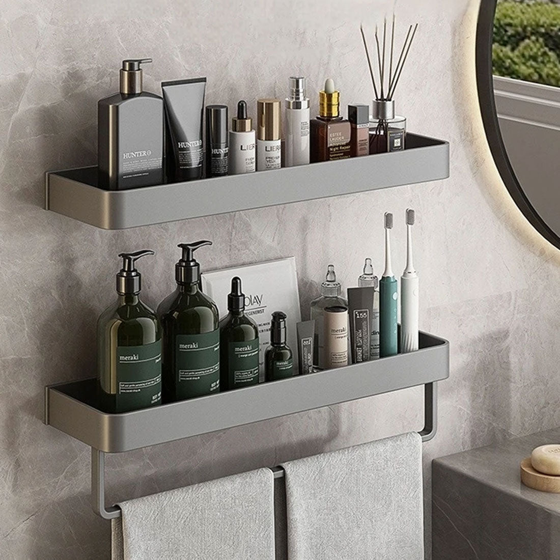 AquaShelf Bathroom Wall Shelf — Organizer with Towel Holder 3