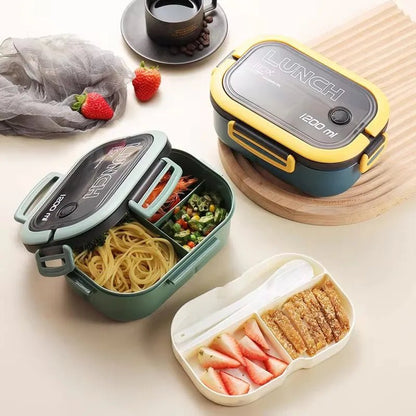 BENTOMATE Two-Tier Bento Lunch Box with Fork & Spoon 6