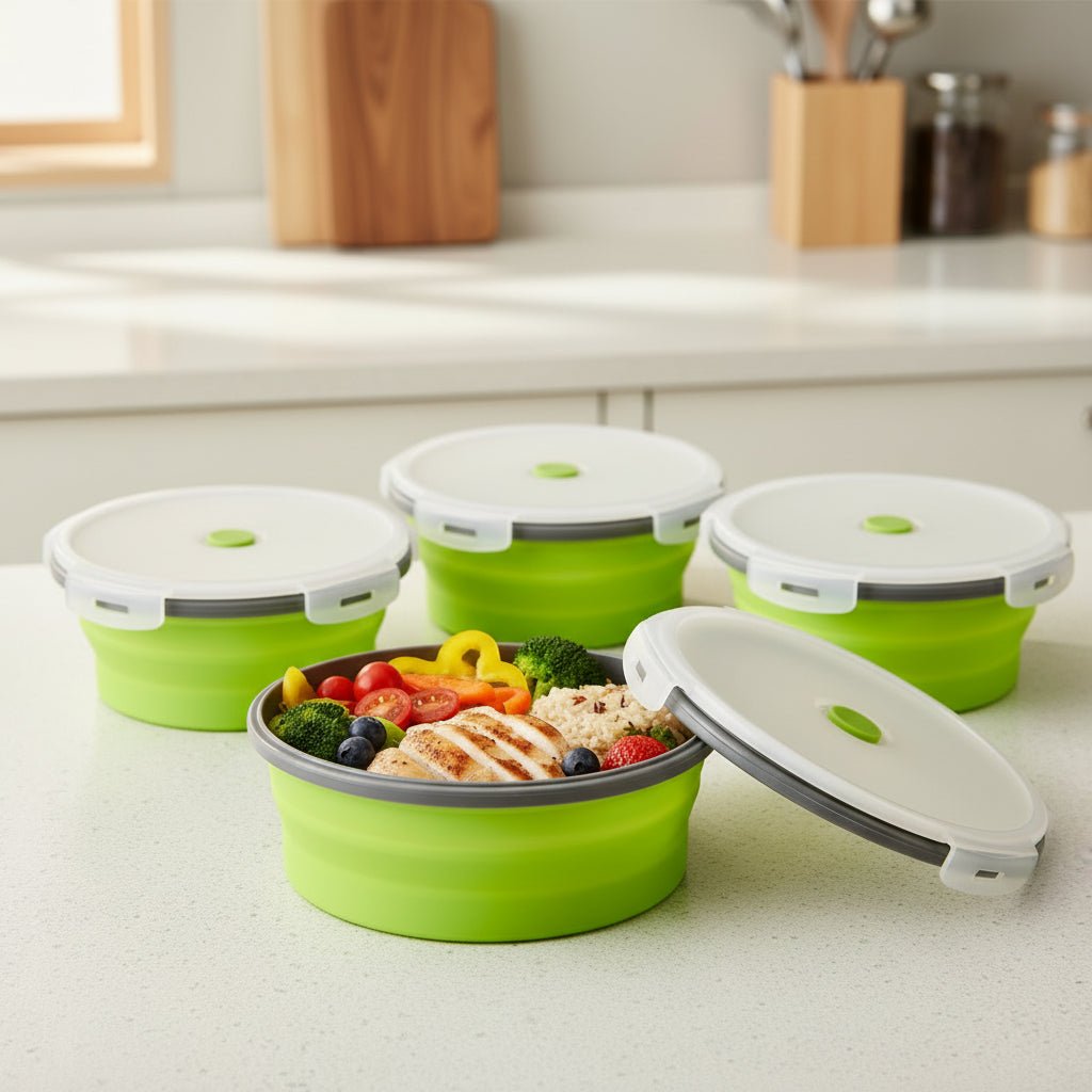 Collapsible Silicone Bento Lunchbox Set — Leakproof Lid 3