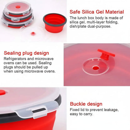 Collapsible Silicone Bento Lunchbox Set — Leakproof Lid 4
