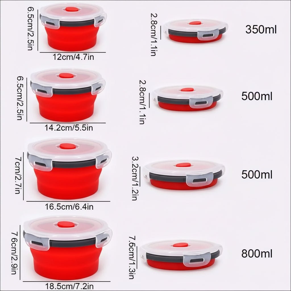 Collapsible Silicone Bento Lunchbox Set — Leakproof Lid 5
