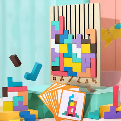 Montessori Toys — BriqLearn Wooden Tetris Stacking Block Set 2