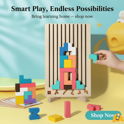Montessori Toys — BriqLearn Wooden Tetris Stacking Block Set 6
