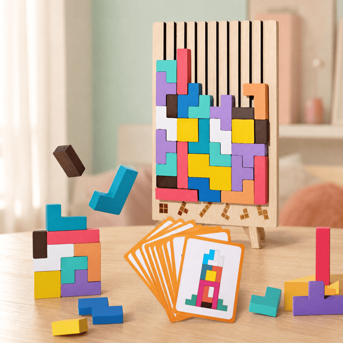 Montessori Toys — BriqLearn Wooden Tetris Stacking Block Set 1