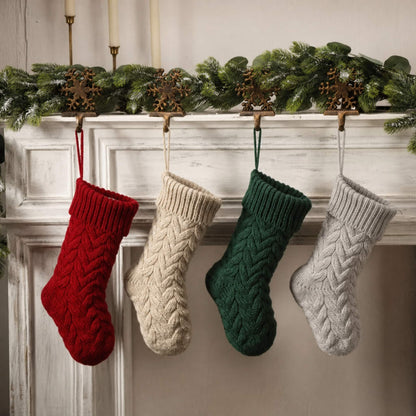 Cable Knit Christmas Stocking 37 cm — 4 Colors Polyester 2