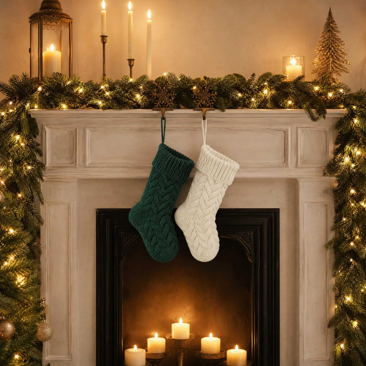 Cable Knit Christmas Stocking 37 cm — 4 Colors Polyester 6