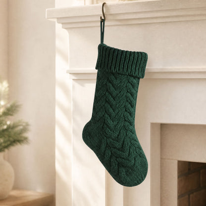 Cable Knit Christmas Stocking 37 cm — 4 Colors Polyester 9