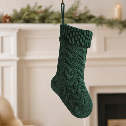 Cable Knit Christmas Stocking 37 cm — 4 Colors Polyester 1