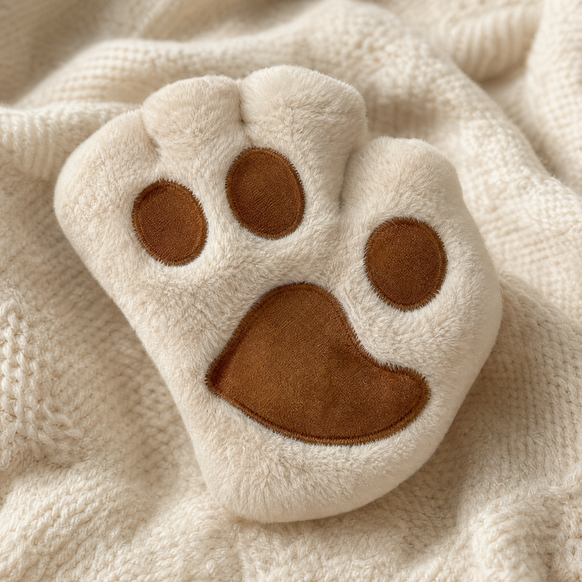 Cat Paw Plush Fingerless Gloves — 3D Paw Pad One Size 5
