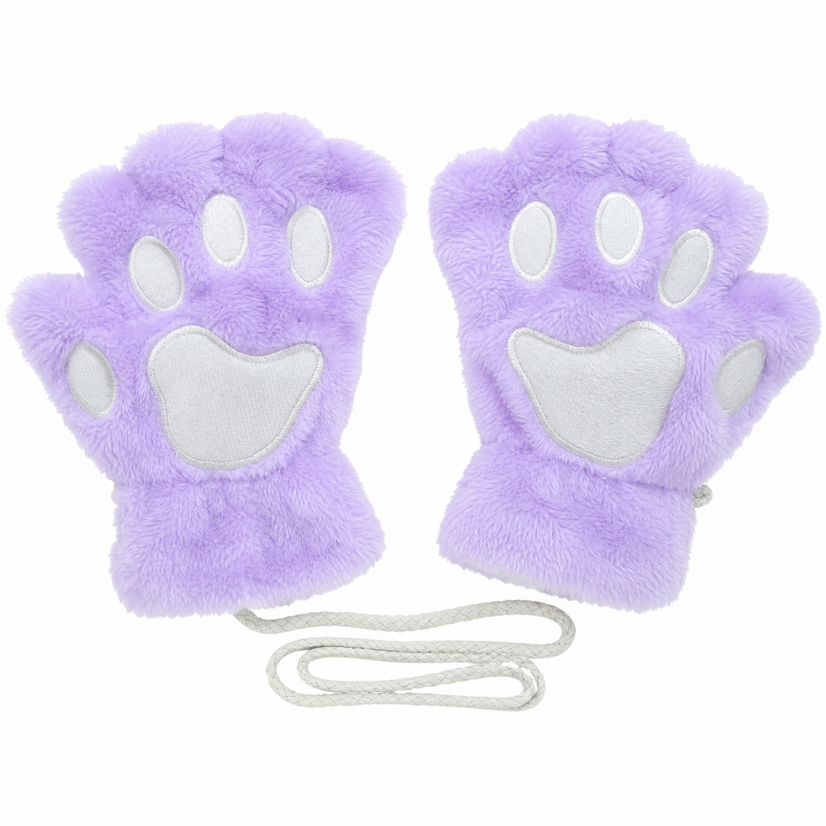 Cat Paw Plush Fingerless Gloves — 3D Paw Pad One Size 8