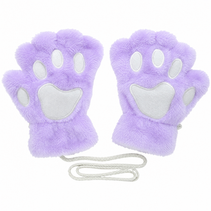 Cat Paw Plush Fingerless Gloves — 3D Paw Pad One Size 8