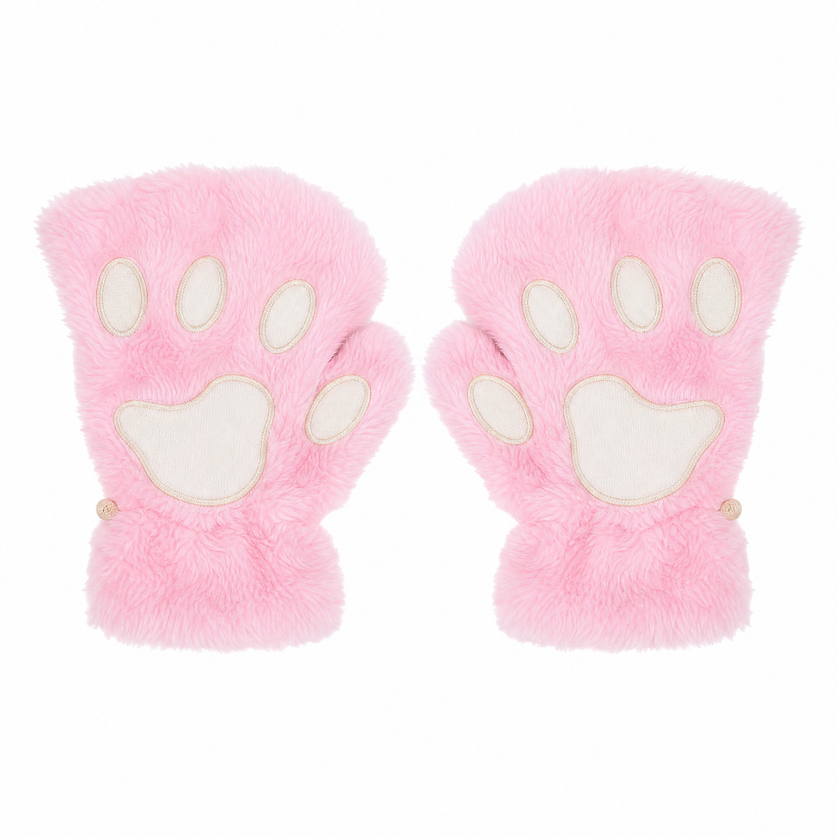 Cat Paw Plush Fingerless Gloves — 3D Paw Pad One Size 9