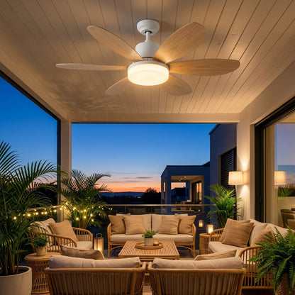 Ceiling Fan with LED Light & Remote Control — Dimmable 6-Blade