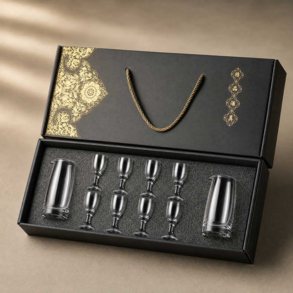 Chinese Baijiu Gift Set — 8 Shot Glasses & 2 Glass Decanters 10