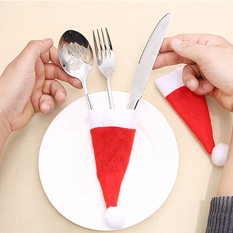Christmas Silverware Holder Set — 10 Mini Santa Holders 4