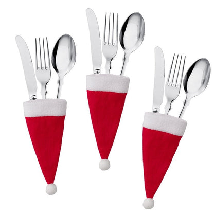 Christmas Silverware Holder Set — 10 Mini Santa Holders 6