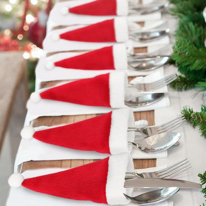Christmas Silverware Holder Set — 10 Mini Santa Holders 1