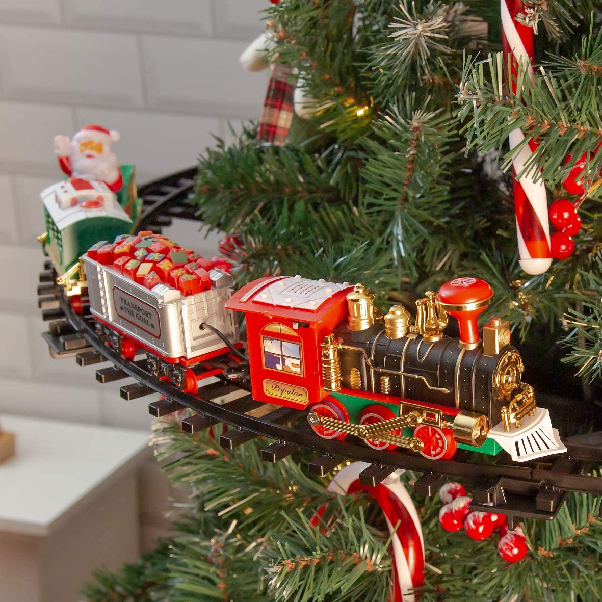Christmas Tree Toy Train Set — Lights & 3 Carriages 2
