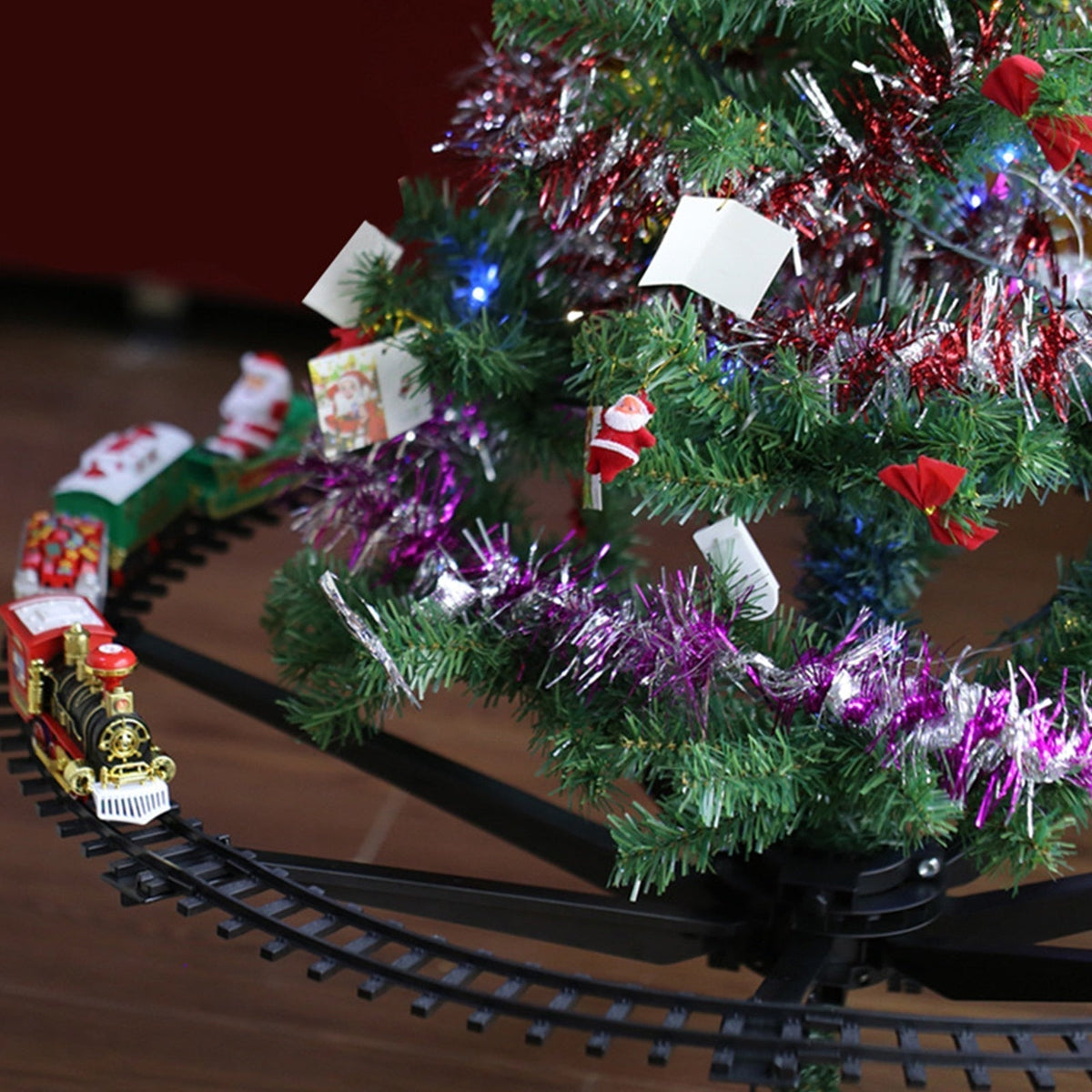 Christmas Tree Toy Train Set — Lights & 3 Carriages 3