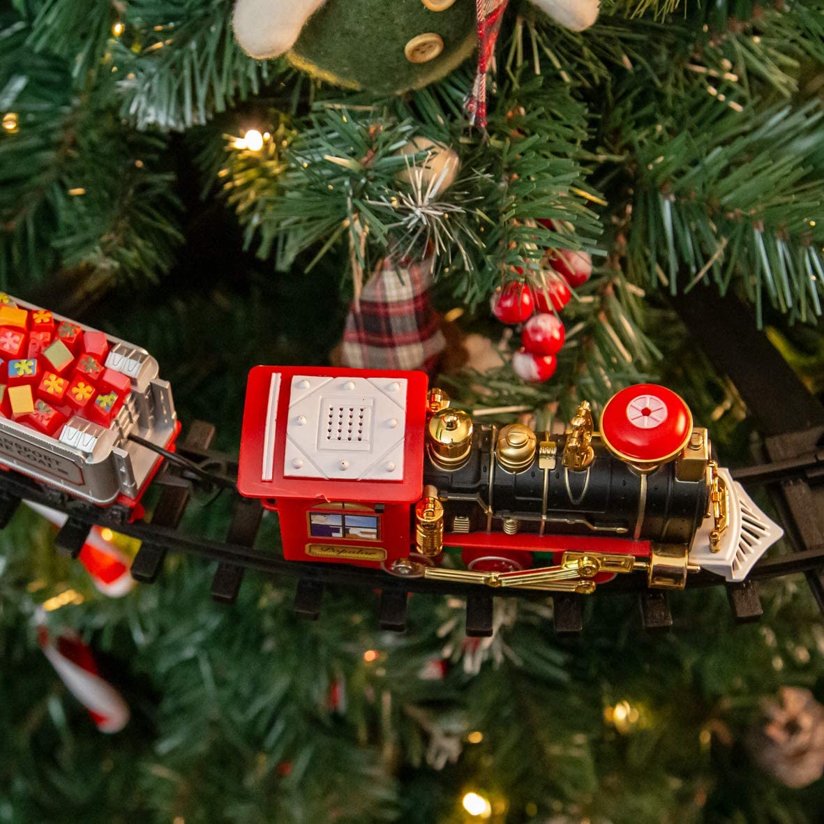 Christmas Tree Toy Train Set — Lights & 3 Carriages 4