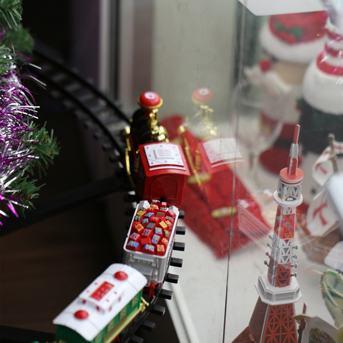 Christmas Tree Toy Train Set — Lights & 3 Carriages 5