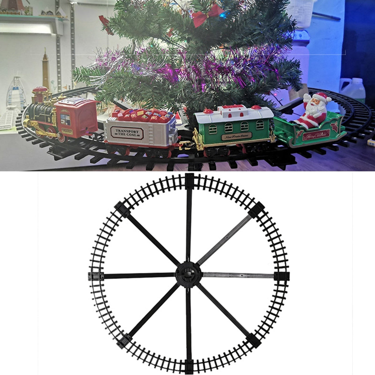 Christmas Tree Toy Train Set — Lights & 3 Carriages 7
