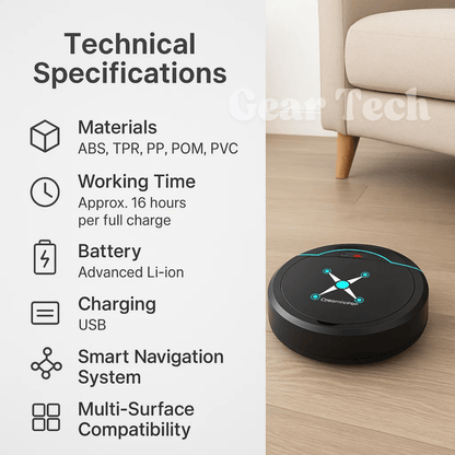 CLEANBOT Robot Vacuum with Mop & Smart Navigation — 16H 5