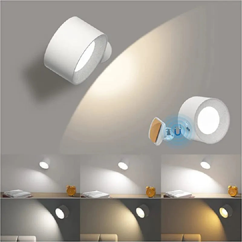 Rechargeable reading wall lamp shown on a wall